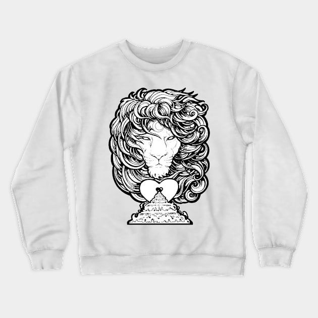 Heart of a Lion - Black Outlined Version Crewneck Sweatshirt by Nat Ewert Art